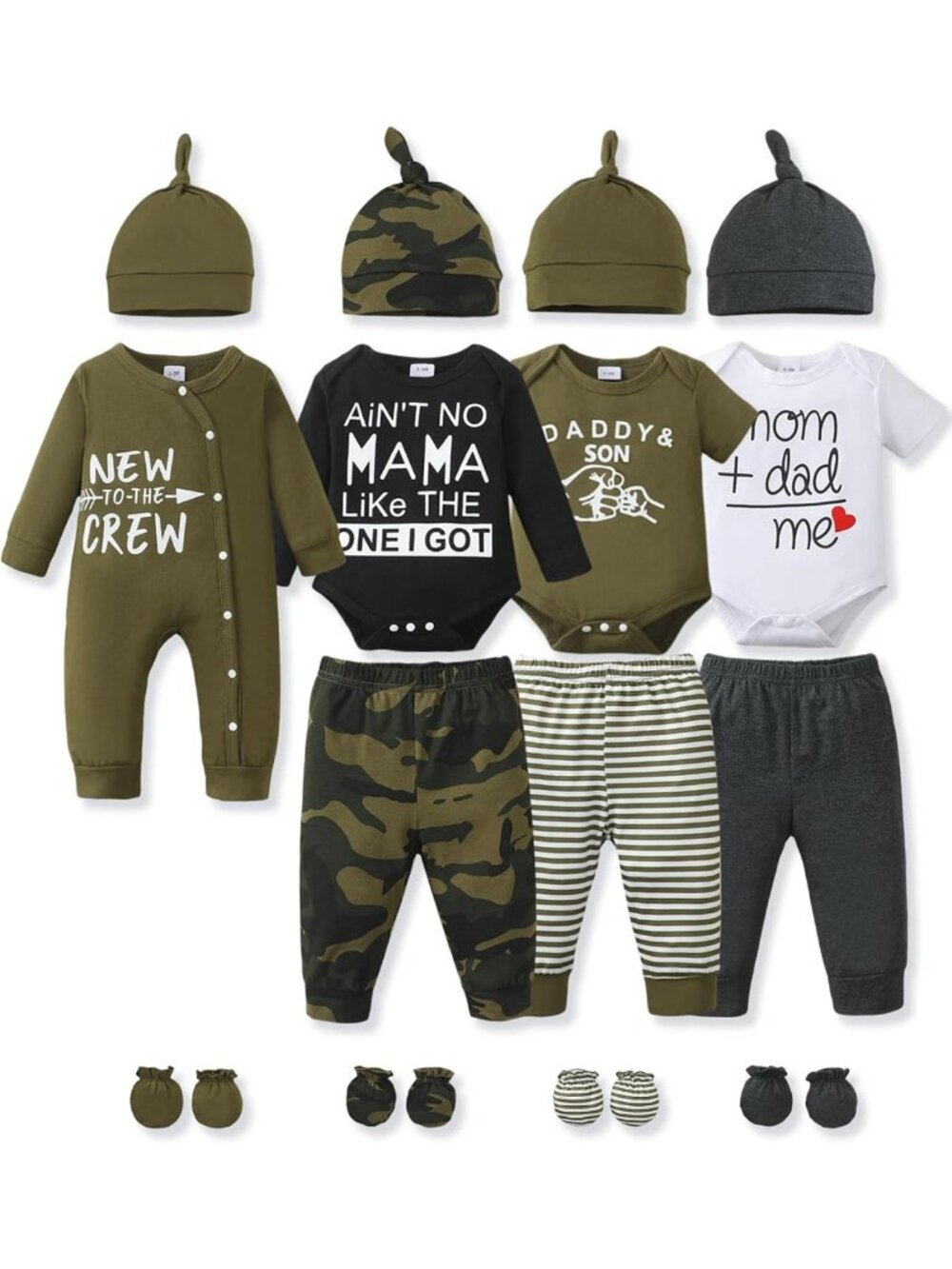 19-Piece Newborn Baby Boy Layette Set - Rompers, Pants & Outfits for 0-12 Months